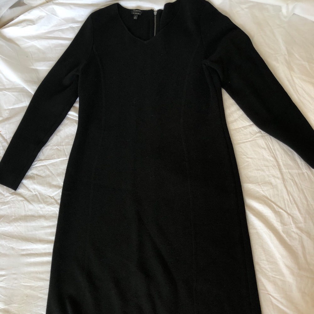 Talbots Wool Sweater Dress Long Sleeve Black